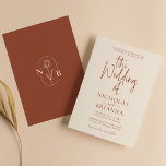 Terracotta Burnt Orange Modern Boho Bröllop Inbjudningar<br><div class="desc">Terracotta Bränner Orange Modern Boho bröllopsinbjudan. Monogram längst bak.</div>