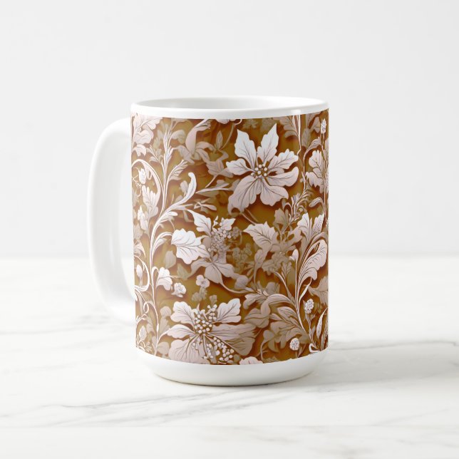 Terracotta Burnt Orange Modern botaniska Boho Kaffemugg (Framsida vänster)
