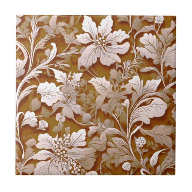 Terracotta Burnt Orange Modern botaniska Boho Kakelplatta (Framsidan)