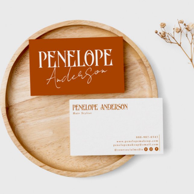 Terracotta Burnt Orange Neutralt Modern Boho Visitkort (Skapare uppladdad)