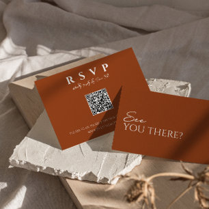 Terracotta Burnt Orange QR-kod Online Bröllop OSA Kort