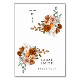 Terracotta Burnt Orange Wedding Table Place Card Bordsnummer