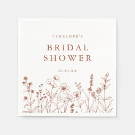 Terracotta Burnt Orange Wildblomma Möhippa Pappersservett