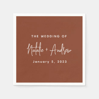 Terracotta Burnt Umber Classic-skript Bröllop Pappersservett