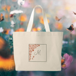 Terracotta Butterfly Garden Sage Script Monogram Jumbo Tygkasse