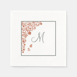 Terracotta Butterfly Garden Sage Script Monogram Pappersservett