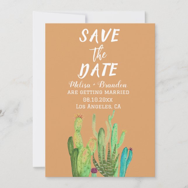 Terracotta Cactus Desert Arizona Rustic Bröllop Inbjudningar (Framsida)
