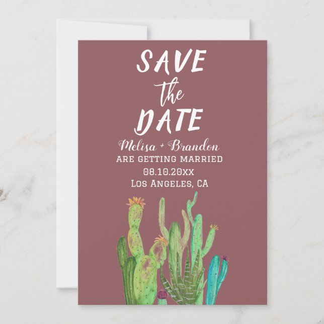 Terracotta Cactus Desert Arizona Rustic Bröllop Inbjudningar (Framsida)