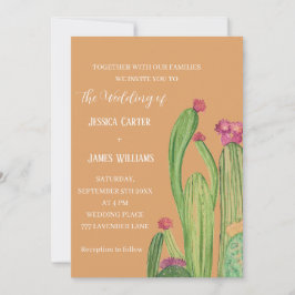Terracotta Cactus Desert Mexico Watercolor Bröllop Inbjudningar