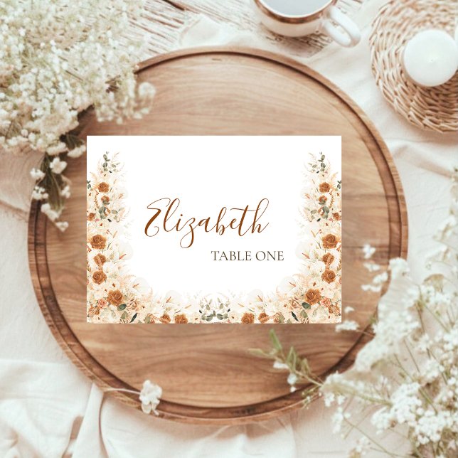 Terracotta Calla Lily Bröllop | Boho Watercolor Placeringskort (Skapare uppladdad)