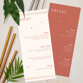 Terracotta Celestial Bröllop Menu & Drinks Card Meny