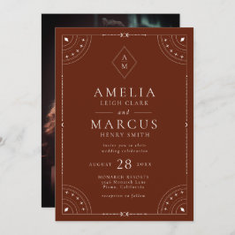 Terracotta Celestial Måne & Stars Bröllop Inbjudningar