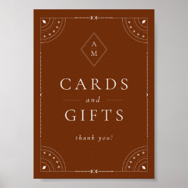 Terracotta Celestial Måne & Stars-kort och gåvor Poster