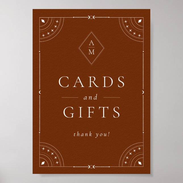 Terracotta Celestial Måne & Stars-kort och gåvor Poster (Framsidan)