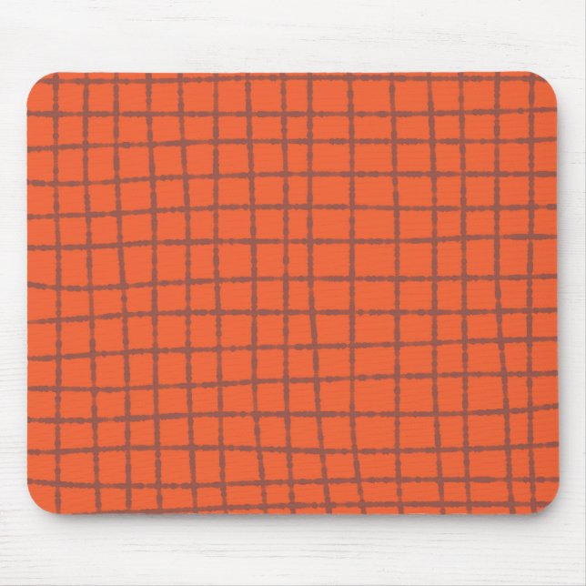 Terracotta Check Mönster Warm och Modern Musmatta (Framsidan)