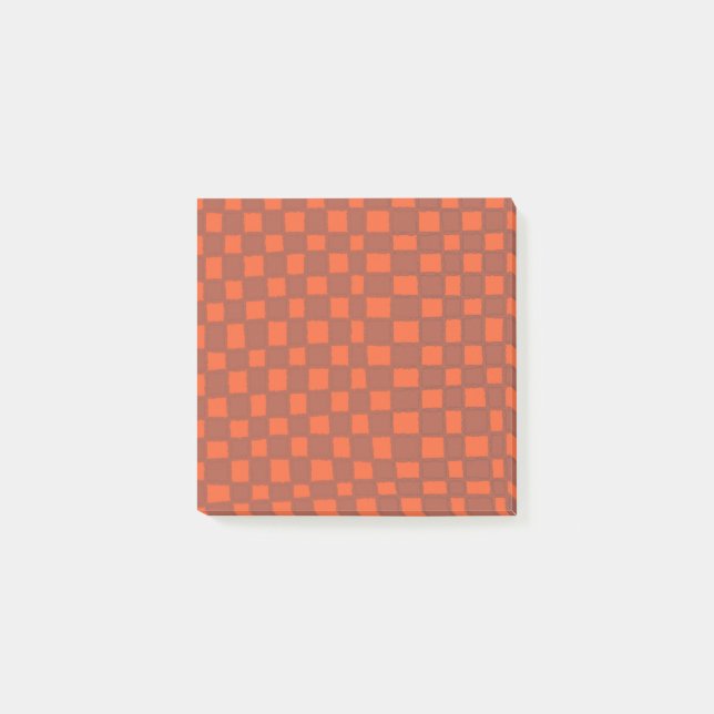 Terracotta Checkerboard Mönster Post-it Block (Framsida)