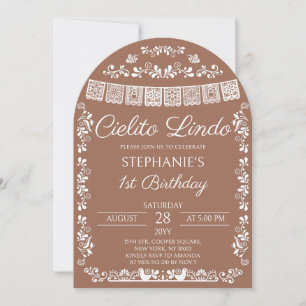 Terracotta Cielito Lindo 1-årsfirande Båge Inbjudningar