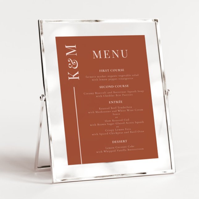 Terracotta Clean Line Bröllop Dinner Menu (Skapare uppladdad)