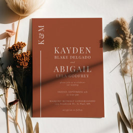 Terracotta Clean Line Minimalist Bröllop Inbjudningar