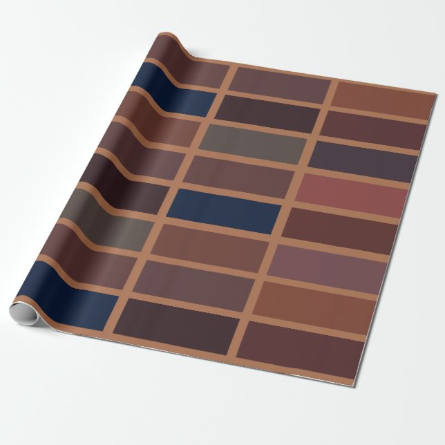 Terracotta Colorful Rand Rust Stripe Presentpapper (Utrullad)