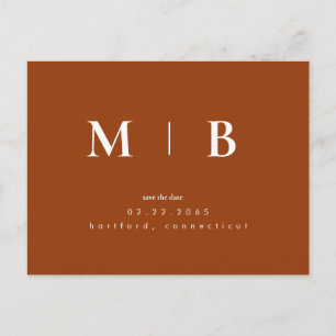 Terracotta Contemporary Monogram Spara datum Vykort