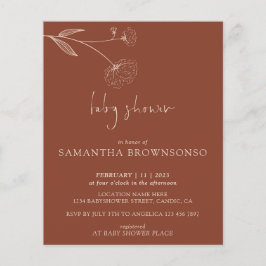 Terracotta Cotton Botanical Baby Show Budget Flygblad