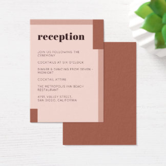 Terracotta Cream Earthy Modern Wedening Reception Visitkort