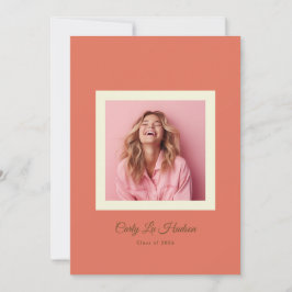 Terracotta Cream Minimal High School Photo Grad Meddelande