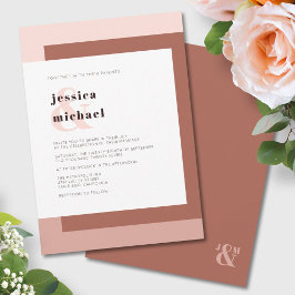 Terracotta Cream Modern Monogram Geometric Bröllop Inbjudningar