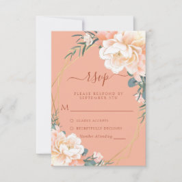 Terracotta Cream Peach Guld Blommigt Bröllop OSA Kort