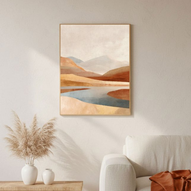 Terracotta Desert Lake Art Neutral for Living Room Poster (Skapare uppladdad)