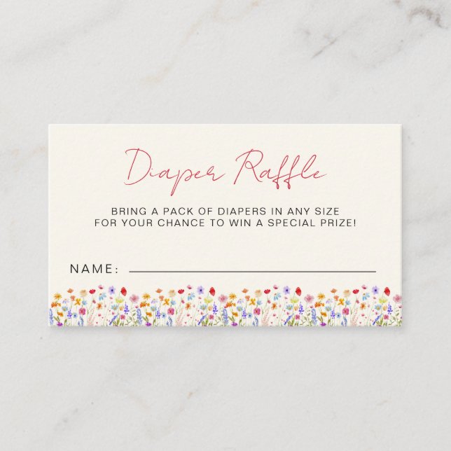 Terracotta Diaper Raffle Wildblomme Baby Shower Tilläggskort (Framsida)