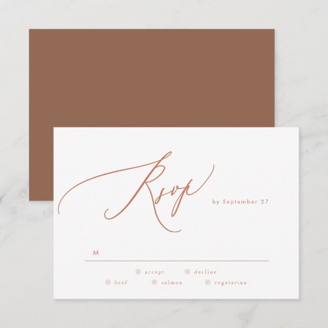 Terracotta Dusty Burnt Orange Elegant Bröllop OSA Kort (Fram/baksida)