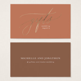 Terracotta Dusty Orange Elegant Boho Gift Registry Visitkort