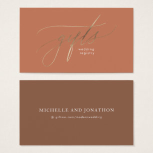 Terracotta Dusty Orange Elegant Boho Gift Registry Visitkort