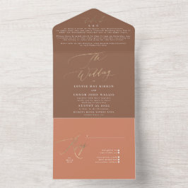 Terracotta Dusty Orange Elegant Boho Guld Bröllop