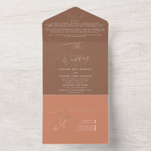 Terracotta Dusty Orange Elegant Boho Guld Bröllop