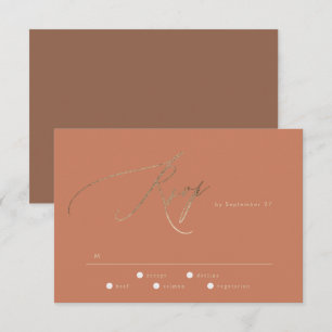 Terracotta Dusty Orange Elegant Boho Guld Bröllop OSA Kort
