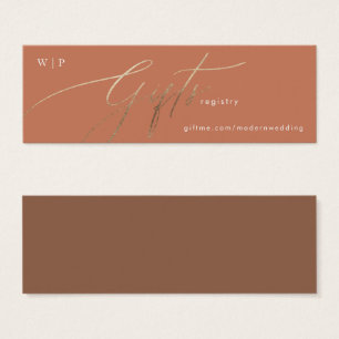 Terracotta Dusty Orange Elegant Boho Guld Gift Reg Litet Visitkort