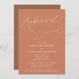 Terracotta Dusty Orange Elegant bröllop Rehearsal Inbjudningar