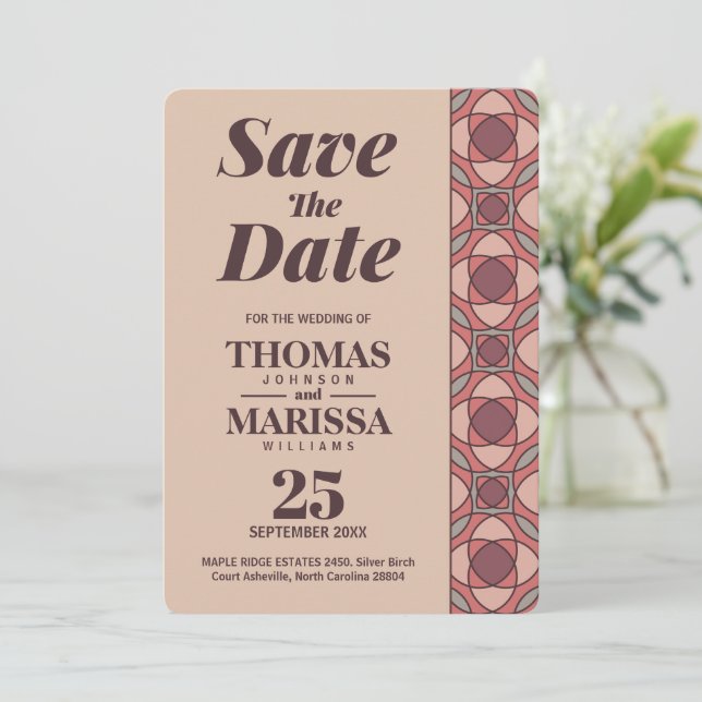 Terracotta & Dusty Rose Art Deco Spara datum QR (Stående Fram)