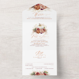 Terracotta Earthy Blommigt Pumpkins Fall Wedding