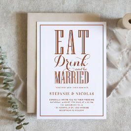 Terracotta Eat, Drink och gift Bröllop Inbjudningar