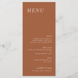 Terracotta elegant bröllop Menu Meny