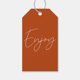 Terracotta Elegant Calligraphy Enjoy Handmade Presentetikett