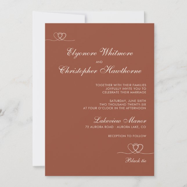 Terracotta Elegant Chic Calligraphy Wedding Inbjudningar (Framsida)