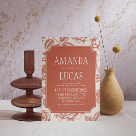 Terracotta Elegant Chinoiserie Bröllop Inbjudningar