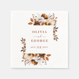 Terracotta Elegant Land Blommigt Bröllop Napkin Pappersservett