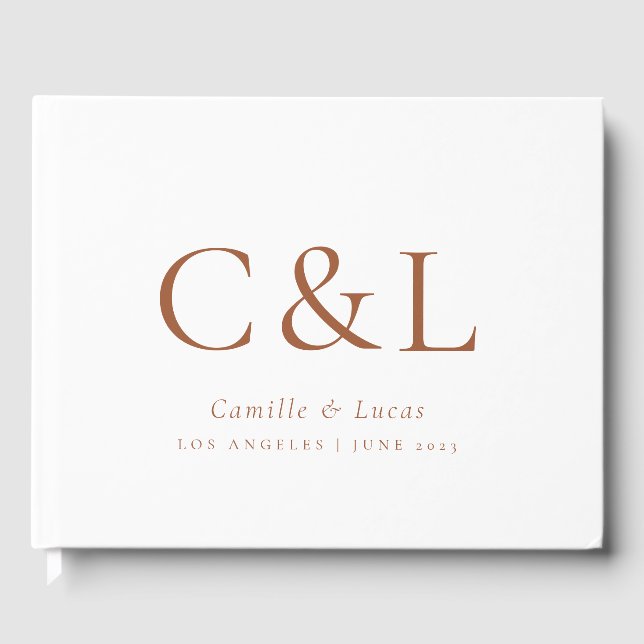 Terracotta Elegant Minimalist Bröllop Gästböcker (Framsida)