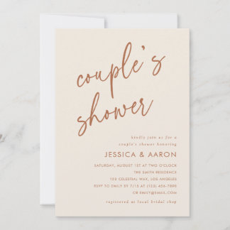 Terracotta Elegant Minimalist Couple's Shower Inbjudningar